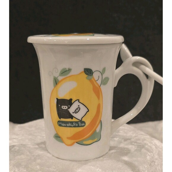 Monokuro Boo Mug With Lid and Spoon Pier One Imports In Box Rare - Picture 1 of 10